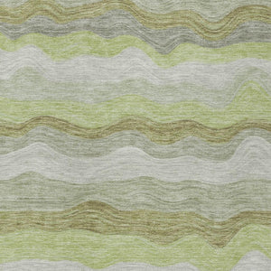 HomeRoots 10' X 14' Artichoke Green Striped Washable Area Rug – Durable Indoor/Outdoor Design for High-Traffic Spaces 690386