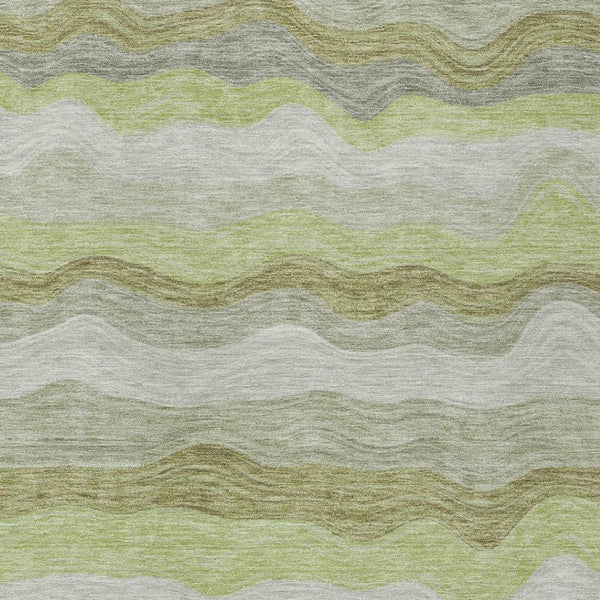 HomeRoots 10' X 14' Artichoke Green Striped Washable Area Rug – Durable Indoor/Outdoor Design for High-Traffic Spaces 690386