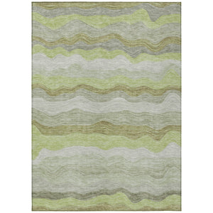 HomeRoots 10' X 14' Artichoke Green Striped Washable Area Rug – Durable Indoor/Outdoor Design for High-Traffic Spaces 690386
