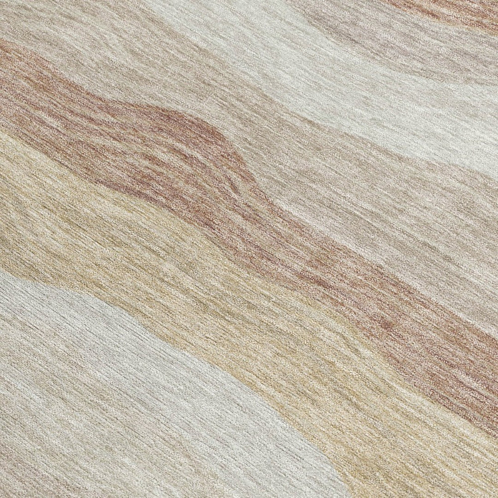 HomeRoots 5' Beige, Brown & Ivory Striped Area Rug – Washable, Durable, Versatile for Indoor/Outdoor Spaces! 690388
