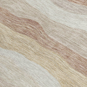 HomeRoots 5' Beige, Brown & Ivory Striped Area Rug – Washable, Durable, Versatile for Indoor/Outdoor Spaces! 690388