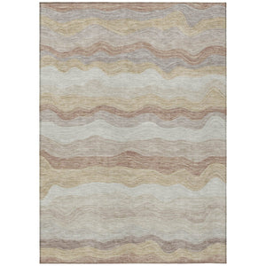 HomeRoots 5' Beige, Brown & Ivory Striped Area Rug – Washable, Durable, Versatile for Indoor/Outdoor Spaces! 690388