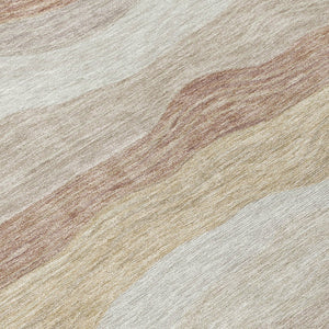 HomeRoots 5' Beige, Brown & Ivory Striped Area Rug – Washable, Durable, Versatile for Indoor/Outdoor Spaces! 690388