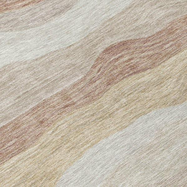 HomeRoots 5' Beige, Brown & Ivory Striped Area Rug – Washable, Durable, Versatile for Indoor/Outdoor Spaces! 690388