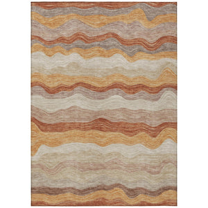 HomeRoots 9' Stylish Copper Orange & Beige Striped Washable Area Rug for Indoor & Outdoor Use – Durable & Chic 690397