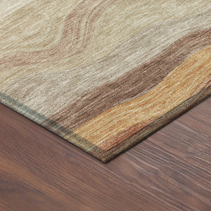 HomeRoots 9' Stylish Copper Orange & Beige Striped Washable Area Rug for Indoor & Outdoor Use – Durable & Chic 690397
