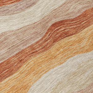 HomeRoots 9' Stylish Copper Orange & Beige Striped Washable Area Rug for Indoor & Outdoor Use – Durable & Chic 690397