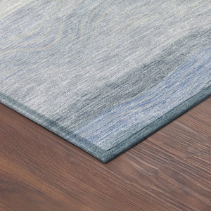 HomeRoots 9' X 12' Stylish Denim Blue Striped Area Rug - Washable, Durable & Versatile for Indoor/Outdoor Use 690403