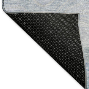 HomeRoots 10' Stylish Denim Blue Striped Washable Area Rug - Durable Indoor/Outdoor Design for High-Traffic Spaces 690404