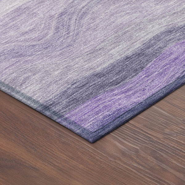 HomeRoots 8' Bold Purple & Plum Striped Washable Round Rug - Durable, Versatile Indoor/Outdoor Decor Solution 690407