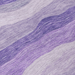 HomeRoots 8' Bold Purple & Plum Striped Washable Round Rug - Durable, Versatile Indoor/Outdoor Decor Solution 690407