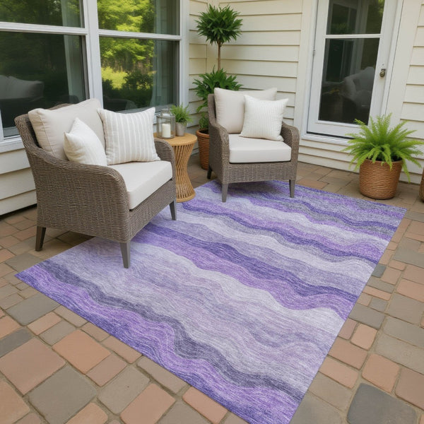 HomeRoots 10' Purple and Plum Striped Indoor-Outdoor Area Rug – Durable, Washable, Perfect for Any Space! 690410