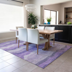 HomeRoots 10' Purple and Plum Striped Indoor-Outdoor Area Rug – Durable, Washable, Perfect for Any Space! 690410