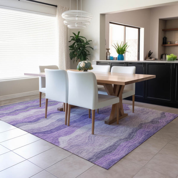 HomeRoots 10' Purple and Plum Striped Indoor-Outdoor Area Rug – Durable, Washable, Perfect for Any Space! 690410