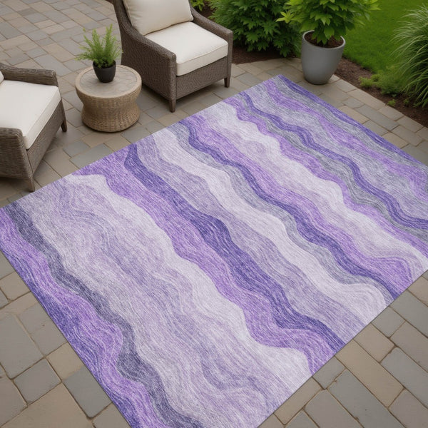 HomeRoots 10' Purple and Plum Striped Indoor-Outdoor Area Rug – Durable, Washable, Perfect for Any Space! 690410