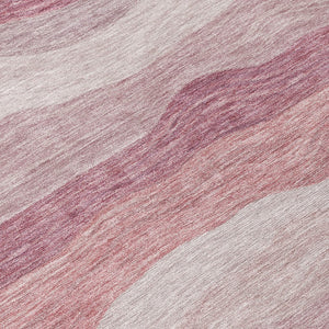 HomeRoots 5' Salmon Peach and Beige Striped Area Rug - Washable, Durable, Stylish for Indoor & Outdoor Use 690412