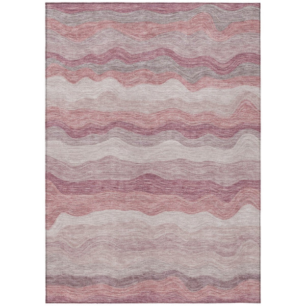 HomeRoots 8' X 10' Salmon Peach Beige Striped Area Rug - Washable, Durable Indoor/Outdoor Style for Any Space 690414