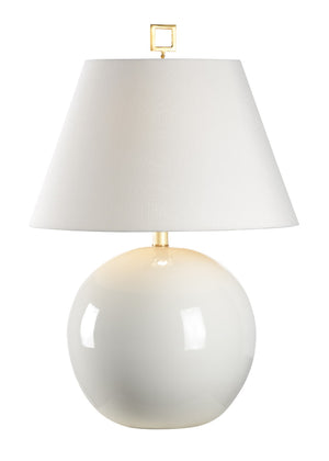 Chelsea House Morrow Crackle-Glazed White Porcelain Table Lamp With Antique Brass Accents — 31" Transitional Light 69042