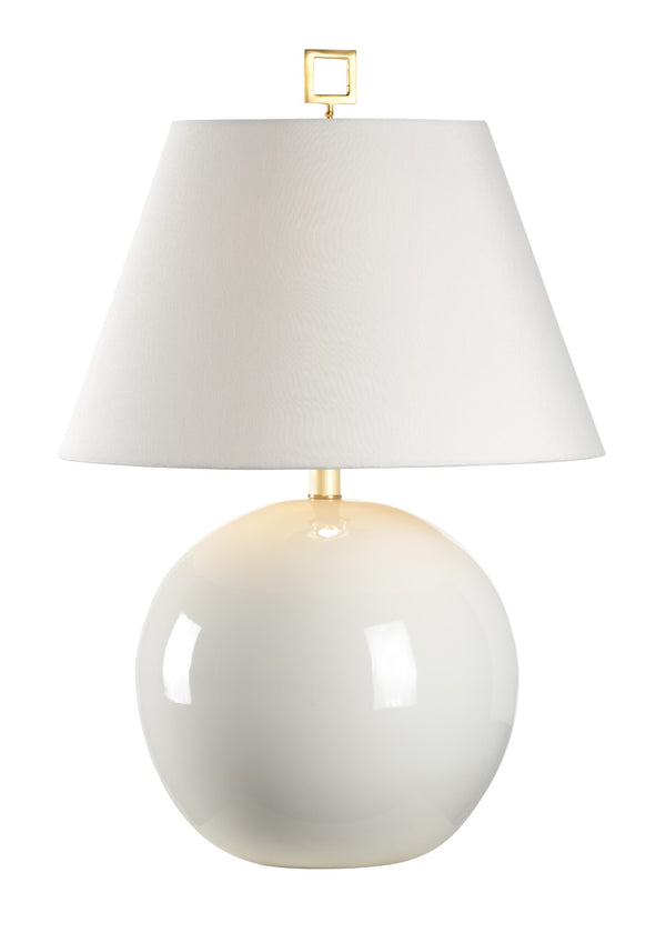 Chelsea House Morrow Crackle-Glazed White Porcelain Table Lamp With Antique Brass Accents — 31" Transitional Light 69042