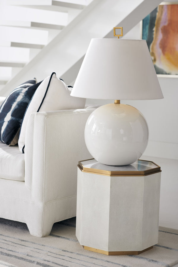 Chelsea House Morrow Crackle-Glazed White Porcelain Table Lamp With Antique Brass Accents — 31" Transitional Light 69042