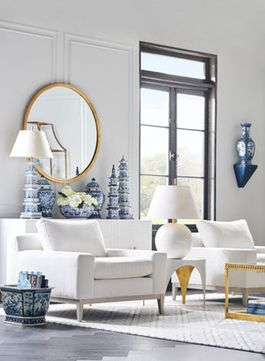 Chelsea House Morrow Crackle-Glazed White Porcelain Table Lamp With Antique Brass Accents — 31" Transitional Light 69042