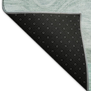 HomeRoots 8' X 10' Stylish Teal Blue Gray Striped Washable Area Rug – Indoor/Outdoor Durability & Elegance! 690420