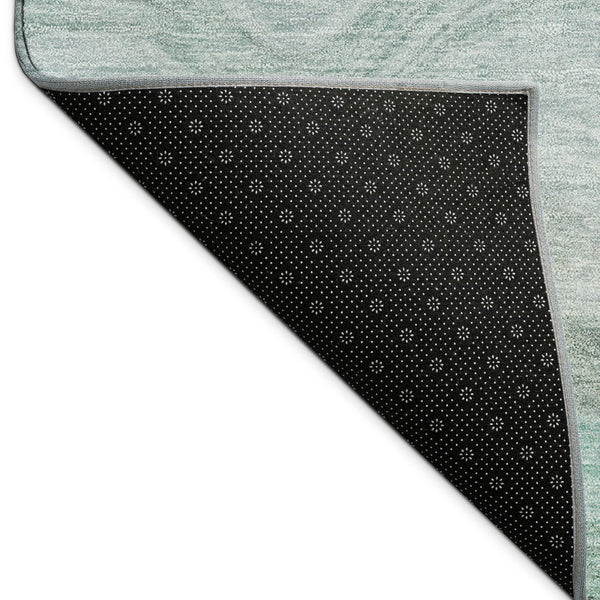 HomeRoots 8' X 10' Stylish Teal Blue Gray Striped Washable Area Rug – Indoor/Outdoor Durability & Elegance! 690420
