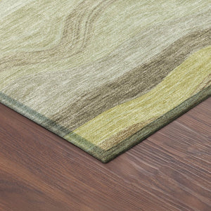 HomeRoots 5' Striped Wheat Khaki and Beige Indoor/Outdoor Area Rug – Durable, Washable, Stylish for Any Space 690424