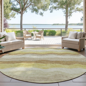 HomeRoots 8' Wheat Khaki and Beige Striped Area Rug - Washable, Durable, Versatile for Indoor & Outdoor Use 690425