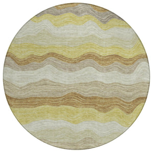 HomeRoots 8' Wheat Khaki and Beige Striped Area Rug - Washable, Durable, Versatile for Indoor & Outdoor Use 690425