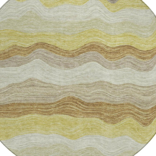 HomeRoots 8' Wheat Khaki and Beige Striped Area Rug - Washable, Durable, Versatile for Indoor & Outdoor Use 690425