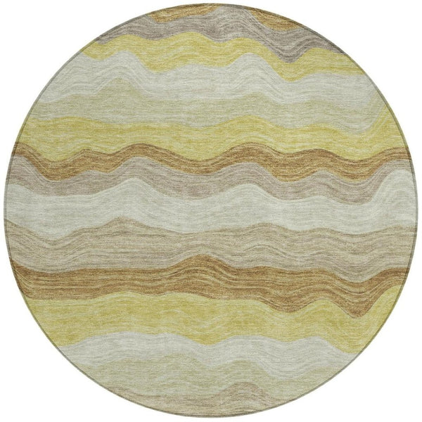 HomeRoots 8' Wheat Khaki and Beige Striped Area Rug - Washable, Durable, Versatile for Indoor & Outdoor Use 690425