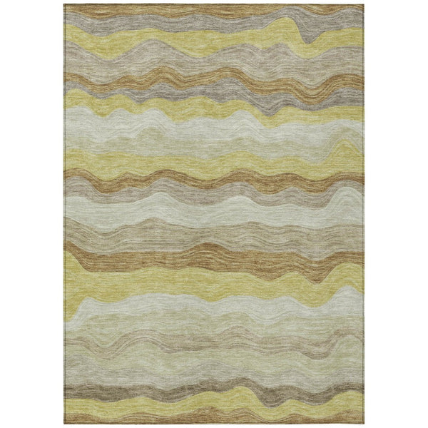 HomeRoots 10' Washable Wheat Khaki & Beige Striped Area Rug - Indoor/Outdoor, Durable, Stain-Resistant Design 690428