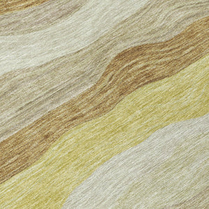 HomeRoots 10' Washable Wheat Khaki & Beige Striped Area Rug - Indoor/Outdoor, Durable, Stain-Resistant Design 690428