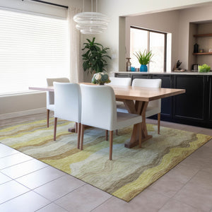 HomeRoots 10' Washable Wheat Khaki & Beige Striped Area Rug - Indoor/Outdoor, Durable, Stain-Resistant Design 690428