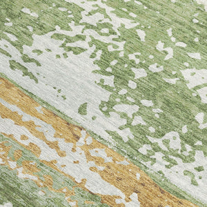 HomeRoots 10' Stylish Artichoke Green Striped Area Rug - Washable, Durable, Indoor/Outdoor Use, Pet-Friendly 690434