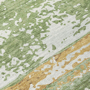 HomeRoots 10' Stylish Artichoke Green Striped Area Rug - Washable, Durable, Indoor/Outdoor Use, Pet-Friendly 690434
