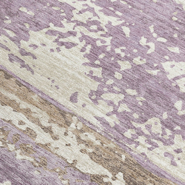 HomeRoots 5' X 8' Striped Lavender Ivory Beige Area Rug - Durable, Washable, Indoor/Outdoor Versatile Decor 690448