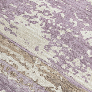 HomeRoots 9' X 12' Stylish Lavender Stripe Area Rug – Durable, Washable, Indoor/Outdoor, Perfect for High-Traffic Areas 690451