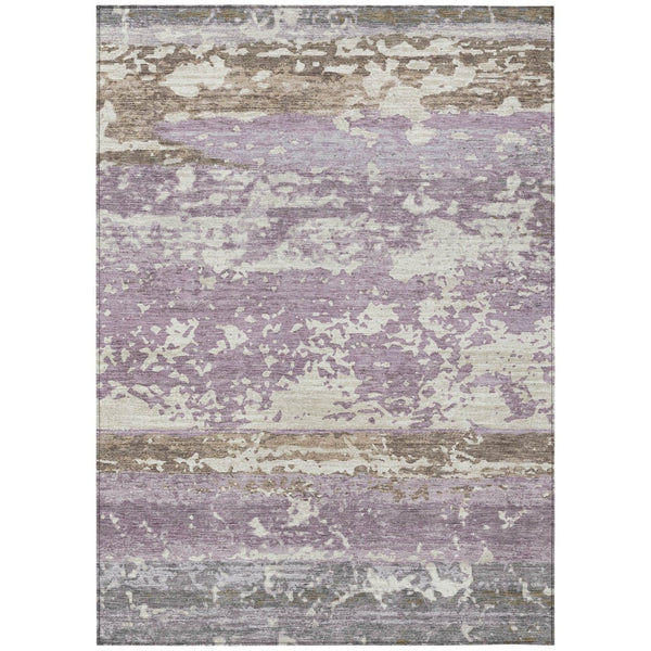 HomeRoots 9' X 12' Stylish Lavender Stripe Area Rug – Durable, Washable, Indoor/Outdoor, Perfect for High-Traffic Areas 690451