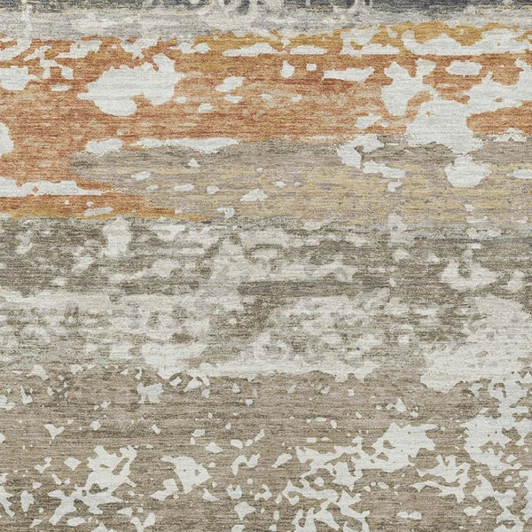 HomeRoots 8' X 10' Washable Taupe Copper Ivory Striped Rug - Durable Indoor Outdoor Style for Any Space! 690456