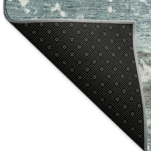 HomeRoots 8' Teal Blue Striped Area Rug - Washable Indoor/Outdoor Round Design for Cozy, Stylish Spaces 690461