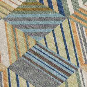 HomeRoots 8' X 10' Washable Patchwork Area Rug in Beige, Brown, and Blue - Perfect for Indoor & Outdoor Use 690468