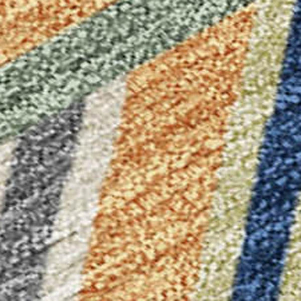 HomeRoots 9' X 12' Stylish Beige, Brown & Blue Patchwork Rug - Washable, Durable for Indoor/Outdoor Spaces! 690469