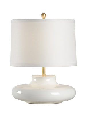 Chelsea House Gainsboro White Glazed Porcelain Lamp With Antique Brass Accents — Bradshaw Orrell Design, 21.5" H 69047