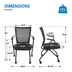 OSP Home Furnishings Soft Flex Frame Folding Chairs Pu Padded Nesting Seats for Events and Meetings 2 Pack 69349-30