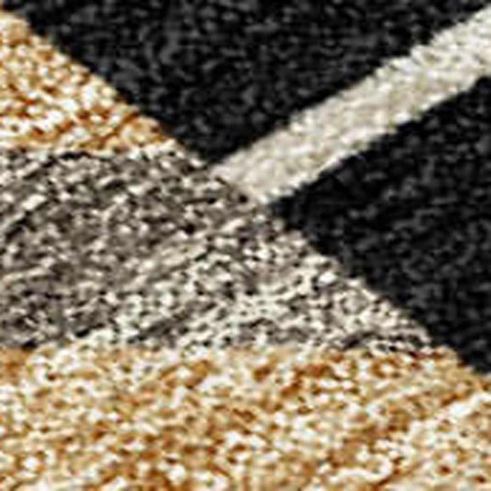 HomeRoots 10' Washable Patchwork Area Rug in Black, Gray & Khaki - Durable Indoor/Outdoor Design for All Spaces 690476