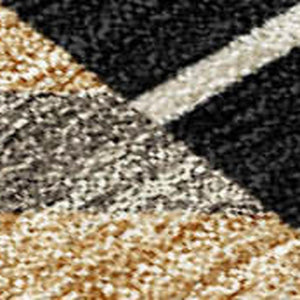 HomeRoots 10' Washable Patchwork Area Rug in Black, Gray & Khaki - Durable Indoor/Outdoor Design for All Spaces 690476