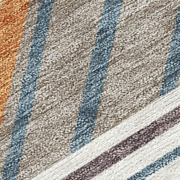 HomeRoots 5' Stylish Copper, Ivory & Blue Patchwork Washable Area Rug - Durable Indoor/Outdoor Design! 690478