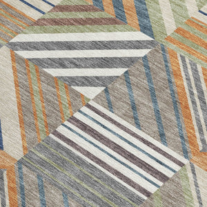HomeRoots 8' X 10' Stylish Copper, Ivory & Blue Patchwork Indoor/Outdoor Area Rug – Machine Washable & Durable! 690480